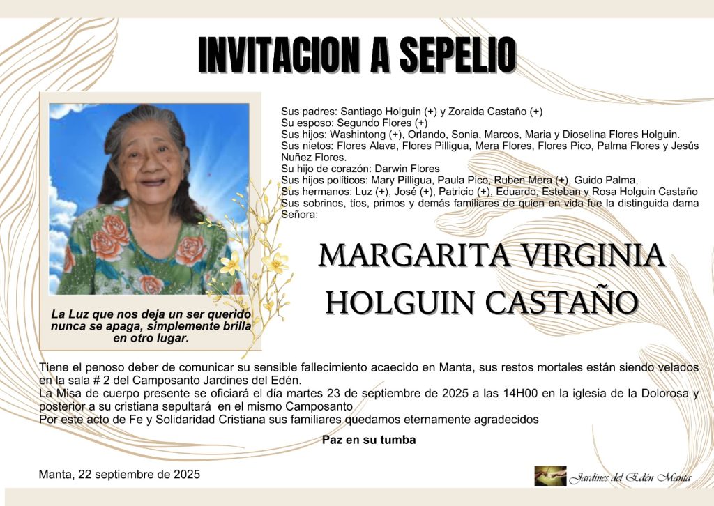 Obituario Margarita Virginia Hoguín Castaño
