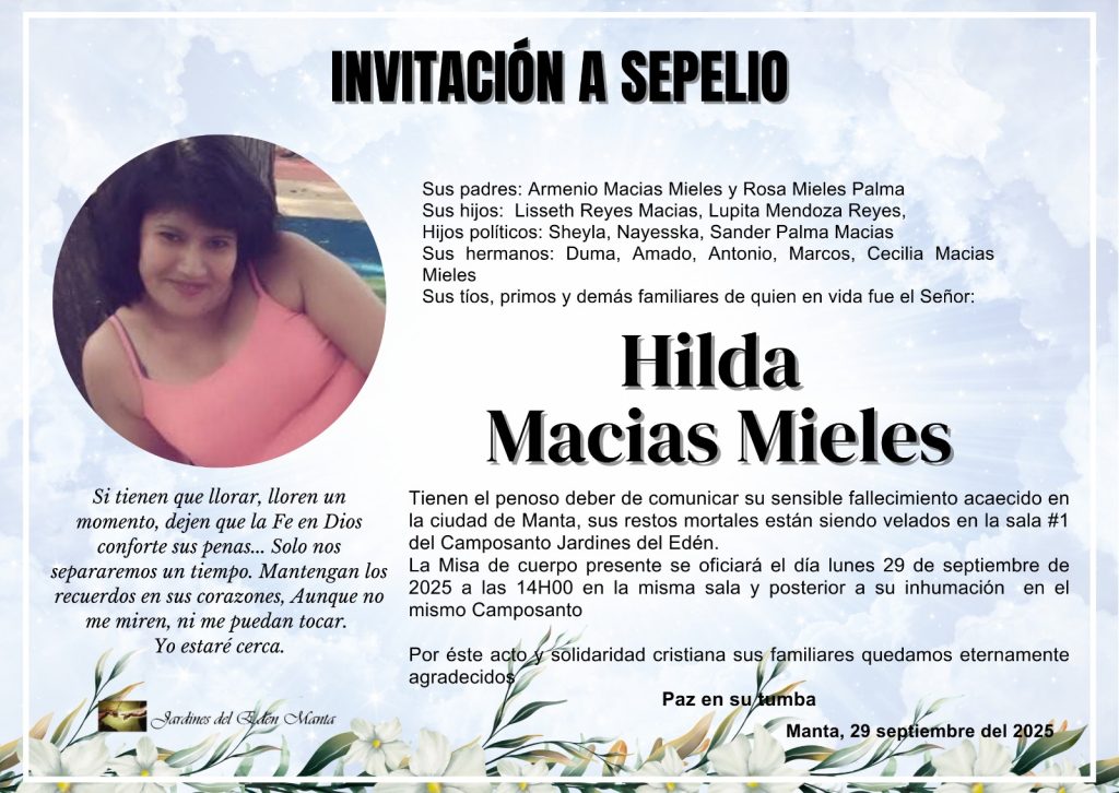 Obituario Hilda Macías Mieles